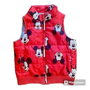 Disney Mickey Mouse 4T-5T XL children’s vest red black & white zip up w/ pockets